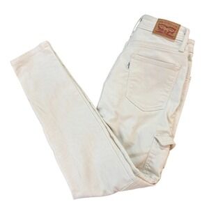 LEVIS 721‎ High Rise Skinny Ankle Womens 25 Cream Cargo Pocket Denim Jeans